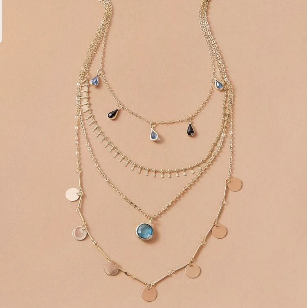 *Olive* Layered Stone Necklace - Picture 2 of 4